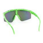 Boys Kids Size 80s Paint Splatter Oversize Rimless Sport Plastic Sunglasses