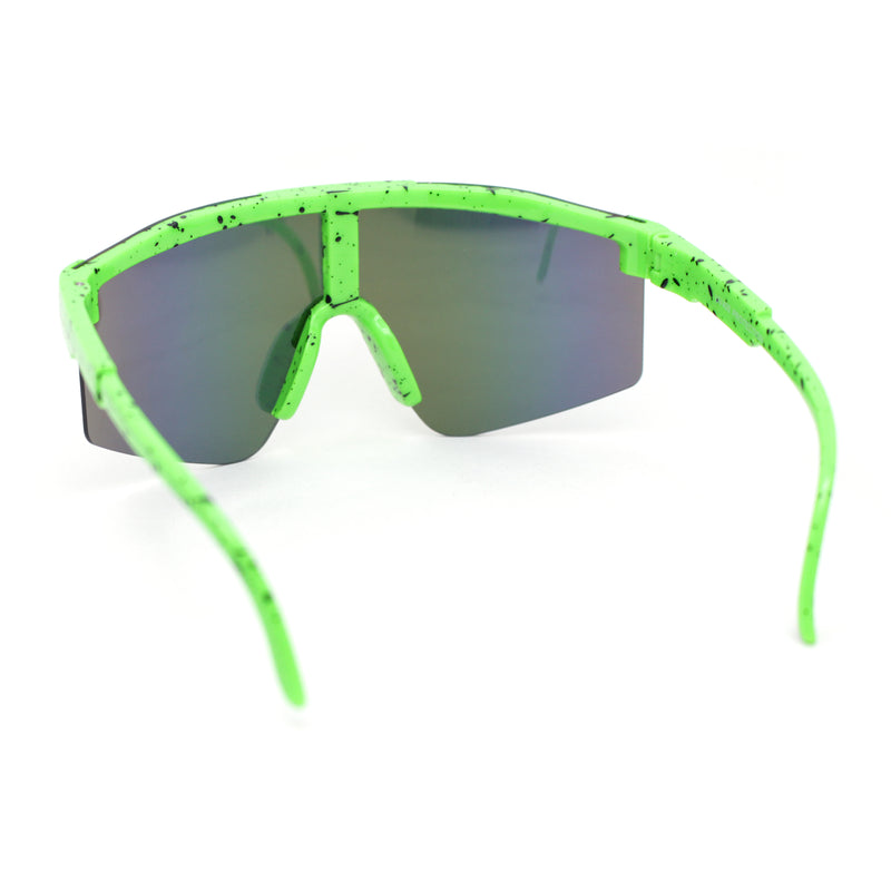 Boys Kids Size 80s Paint Splatter Oversize Rimless Sport Plastic Sunglasses