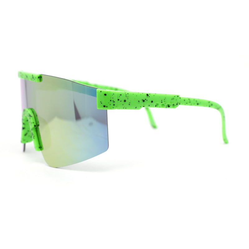 Boys Kids Size 80s Paint Splatter Oversize Rimless Sport Plastic Sunglasses