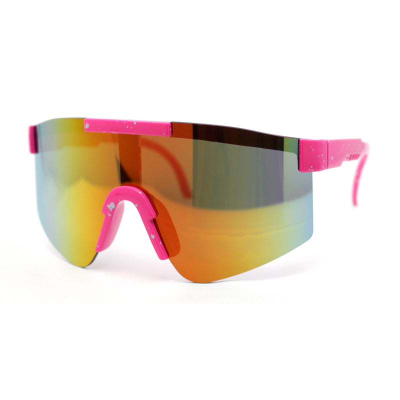 Boys Kids Size 80s Paint Splatter Oversize Rimless Sport Plastic Sunglasses