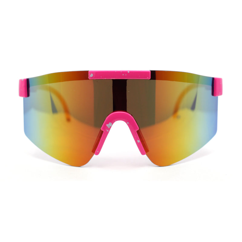 Boys Kids Size 80s Paint Splatter Oversize Rimless Sport Plastic Sunglasses