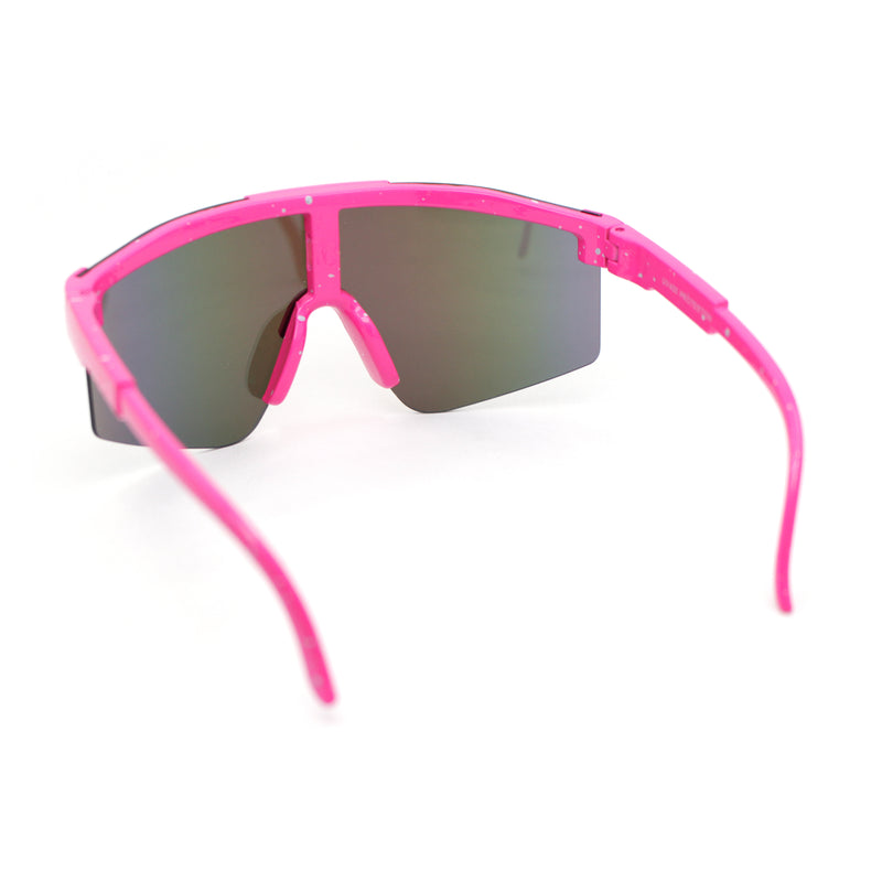 Boys Kids Size 80s Paint Splatter Oversize Rimless Sport Plastic Sunglasses