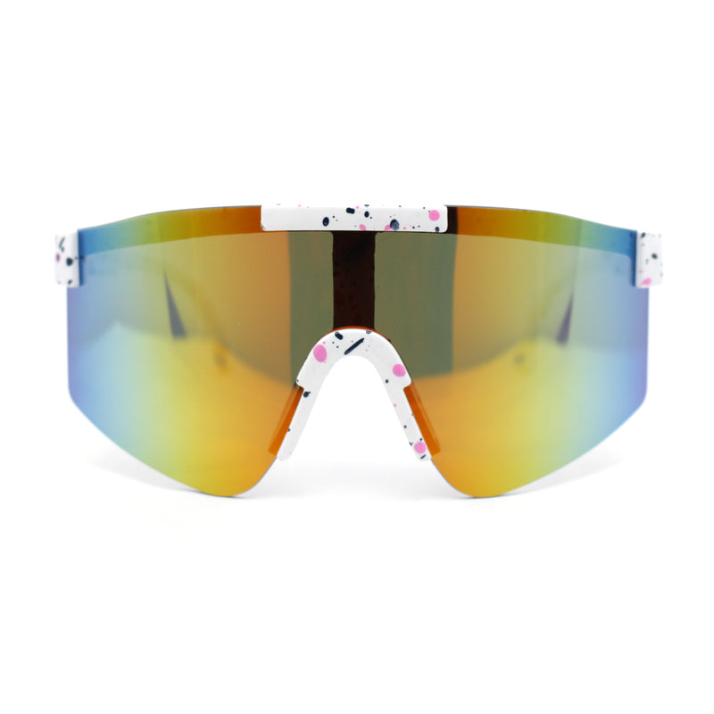 Boys Kids Size 80s Paint Splatter Oversize Rimless Sport Plastic Sunglasses