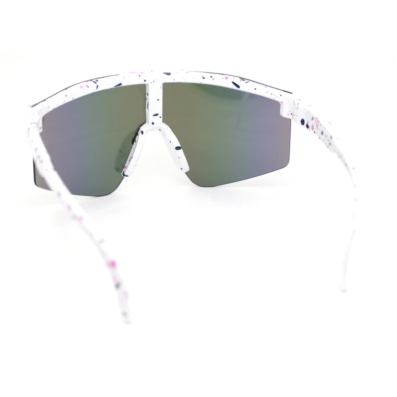 Boys Kids Size 80s Paint Splatter Oversize Rimless Sport Plastic Sunglasses