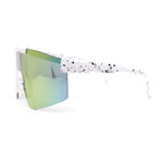 Boys Kids Size 80s Paint Splatter Oversize Rimless Sport Plastic Sunglasses