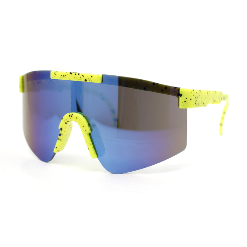 Boys Kids Size 80s Paint Splatter Oversize Rimless Sport Plastic Sunglasses