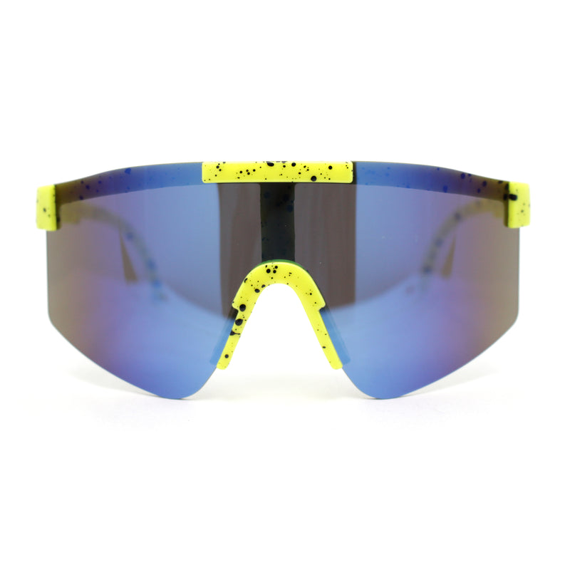 Boys Kids Size 80s Paint Splatter Oversize Rimless Sport Plastic Sunglasses