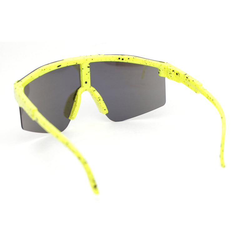 Boys Kids Size 80s Paint Splatter Oversize Rimless Sport Plastic Sunglasses