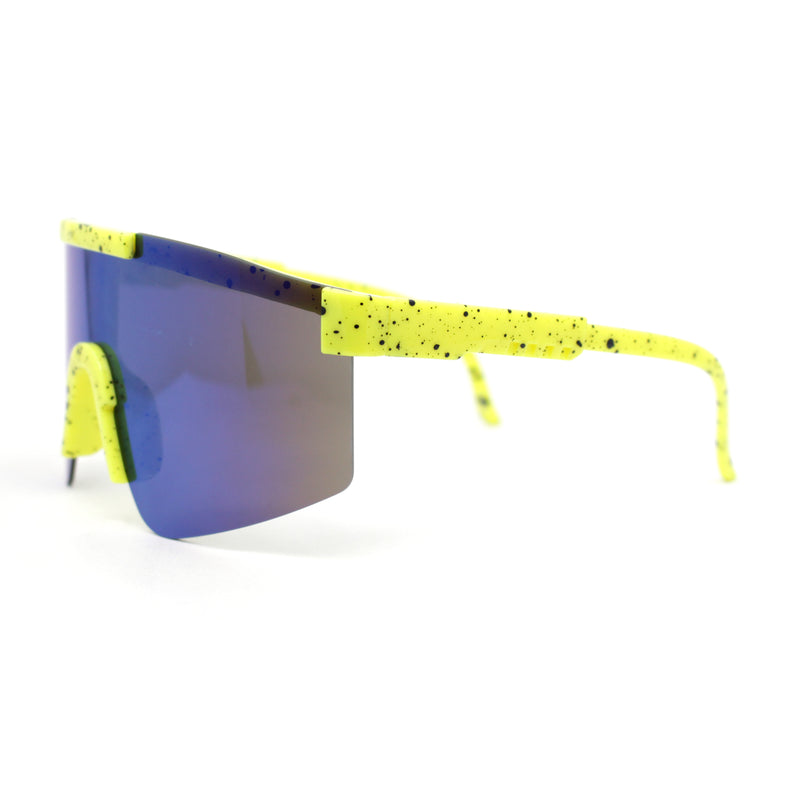 Boys Kids Size 80s Paint Splatter Oversize Rimless Sport Plastic Sunglasses