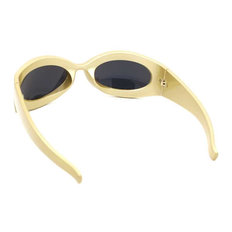 Retro Futurism Wrap Sport Thick Plastic Oval Sunglasses