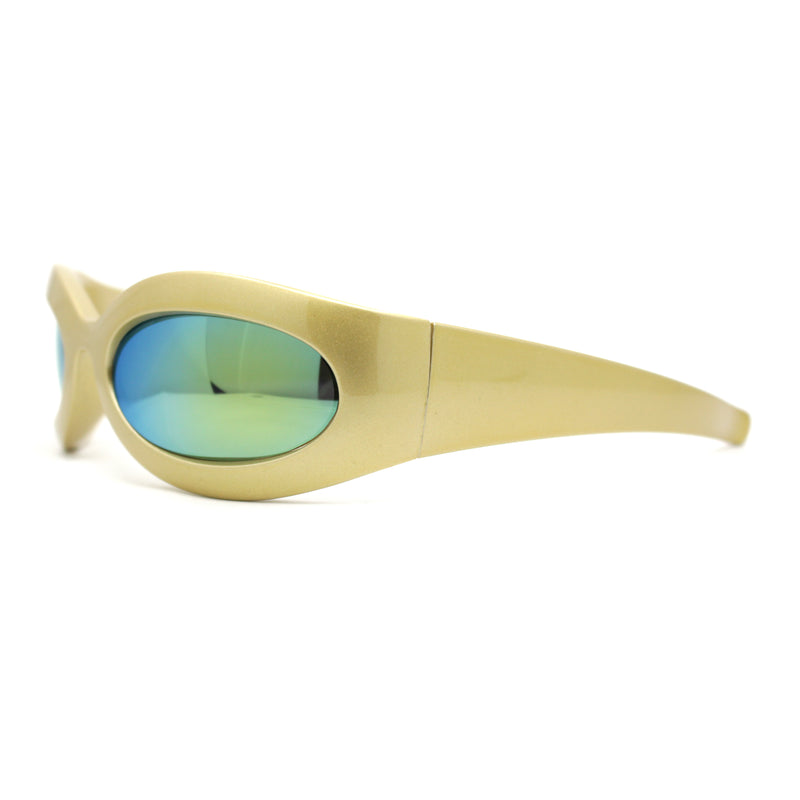 Retro Futurism Wrap Sport Thick Plastic Oval Sunglasses