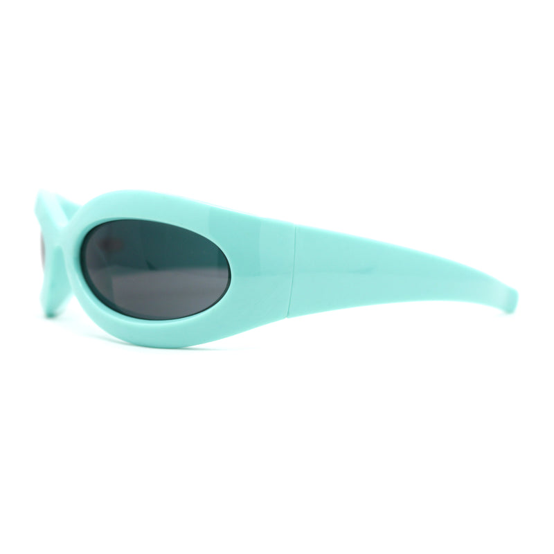 Retro Futurism Wrap Sport Thick Plastic Oval Sunglasses