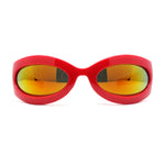 Retro Futurism Wrap Sport Thick Plastic Oval Sunglasses