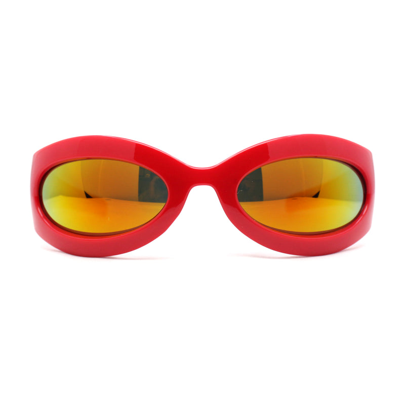 Retro Futurism Wrap Sport Thick Plastic Oval Sunglasses
