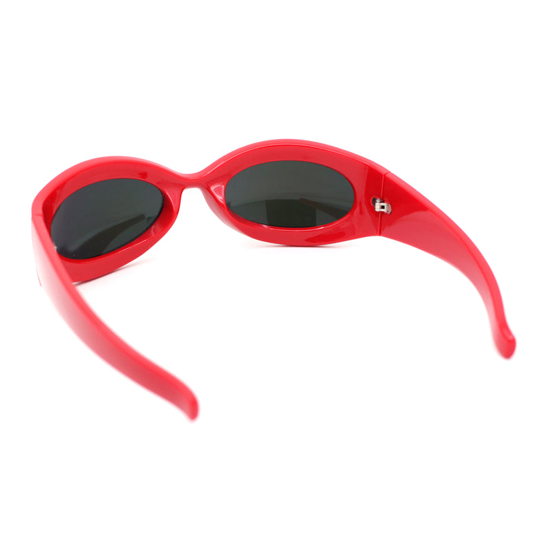 Retro Futurism Wrap Sport Thick Plastic Oval Sunglasses