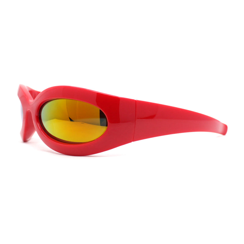 Retro Futurism Wrap Sport Thick Plastic Oval Sunglasses