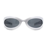 Retro Futurism Wrap Sport Thick Plastic Oval Sunglasses