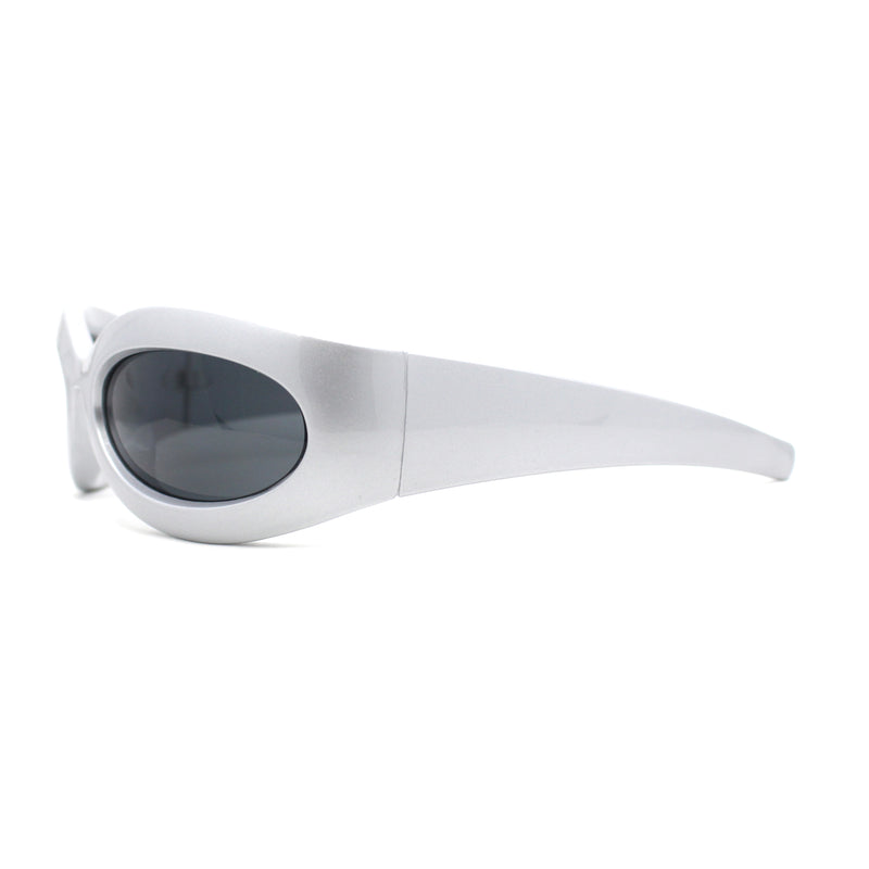 Retro Futurism Wrap Sport Thick Plastic Oval Sunglasses