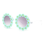 Girls Kids Size Daisy Jewel Trim Plastic Round Circle Lens Sunglasses