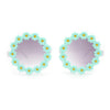 Girls Kids Size Daisy Jewel Trim Plastic Round Circle Lens Sunglasses