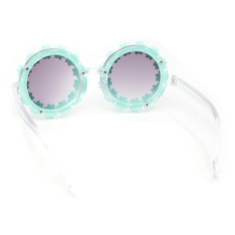 Girls Kids Size Daisy Jewel Trim Plastic Round Circle Lens Sunglasses