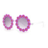 Girls Kids Size Daisy Jewel Trim Plastic Round Circle Lens Sunglasses