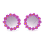 Girls Kids Size Daisy Jewel Trim Plastic Round Circle Lens Sunglasses
