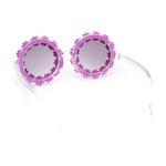 Girls Kids Size Daisy Jewel Trim Plastic Round Circle Lens Sunglasses