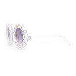 Girls Kids Size Daisy Jewel Trim Plastic Round Circle Lens Sunglasses