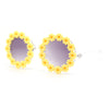Girls Kids Size Daisy Jewel Trim Plastic Round Circle Lens Sunglasses
