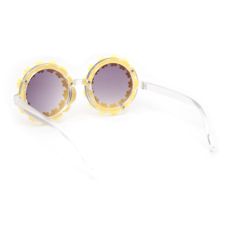 Girls Kids Size Daisy Jewel Trim Plastic Round Circle Lens Sunglasses