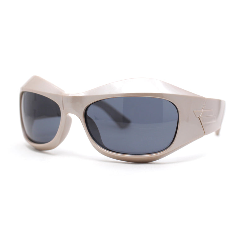 Trendy Exaggerated Curved Sport 90s Plastic Runway Sunglasses