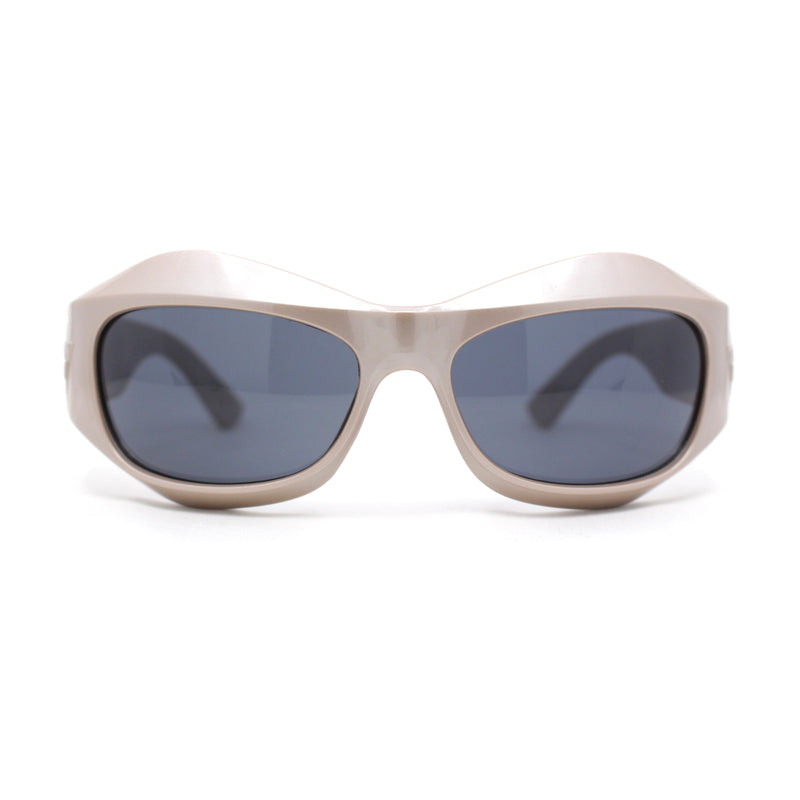 Trendy Exaggerated Curved Sport 90s Plastic Runway Sunglasses