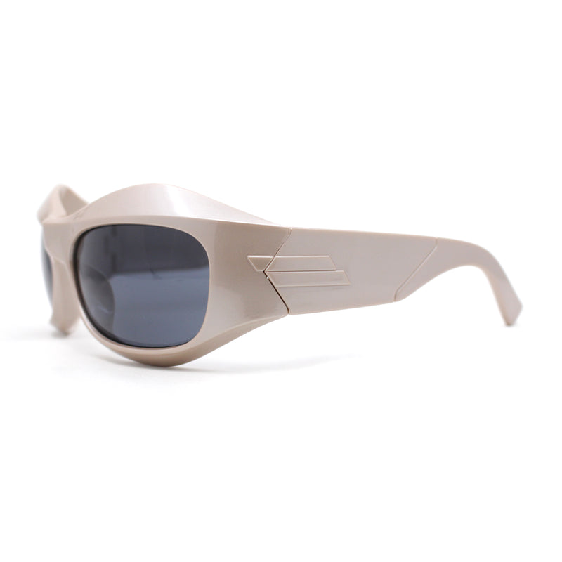 Trendy Exaggerated Curved Sport 90s Plastic Runway Sunglasses