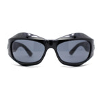Trendy Exaggerated Curved Sport 90s Plastic Runway Sunglasses
