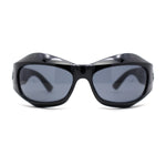 Trendy Exaggerated Curved Sport 90s Plastic Runway Sunglasses