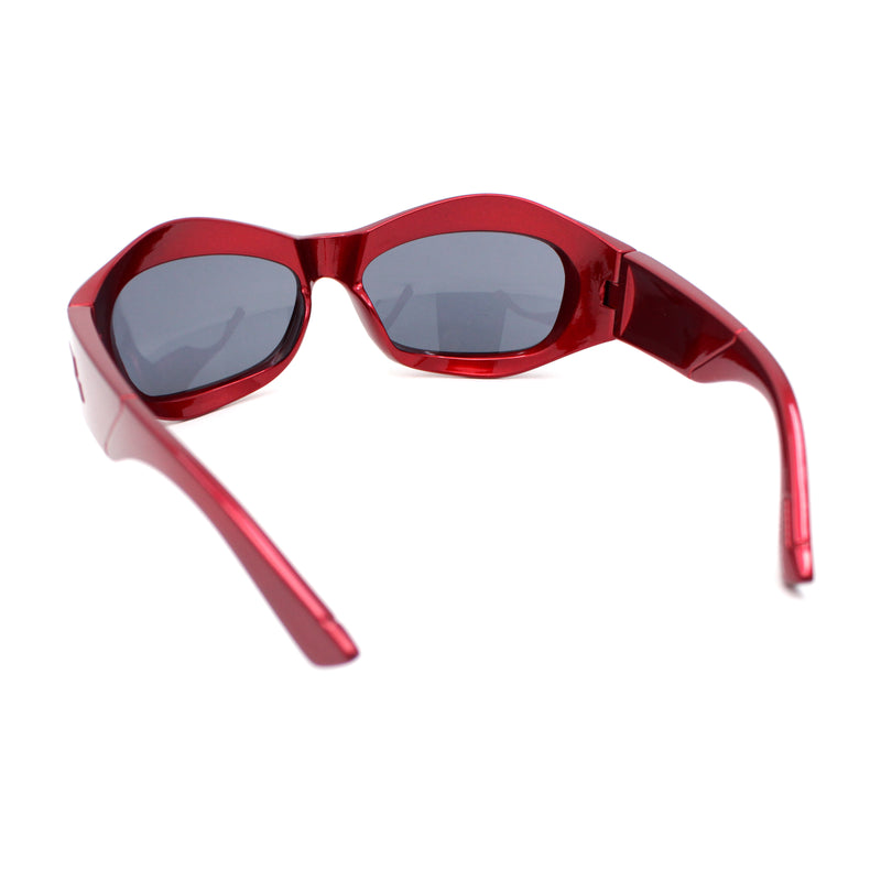 Trendy Exaggerated Curved Sport 90s Plastic Runway Sunglasses