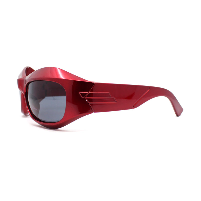 Trendy Exaggerated Curved Sport 90s Plastic Runway Sunglasses