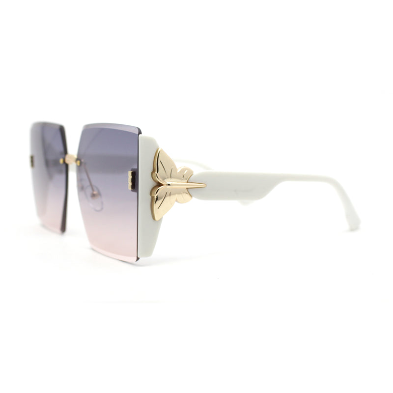 Womens Butterfly Jewelry Hinge Diva Rimless Plastic Sunglasses
