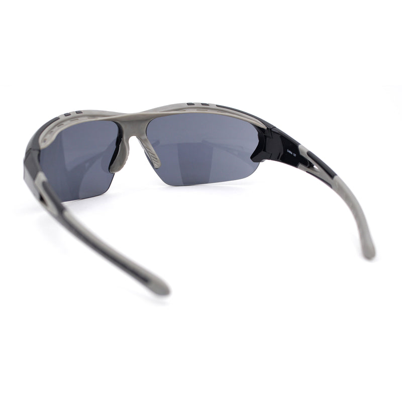 Mens Wrap Goggle Style Half Rim Sport Oval Plastic Sunglasses
