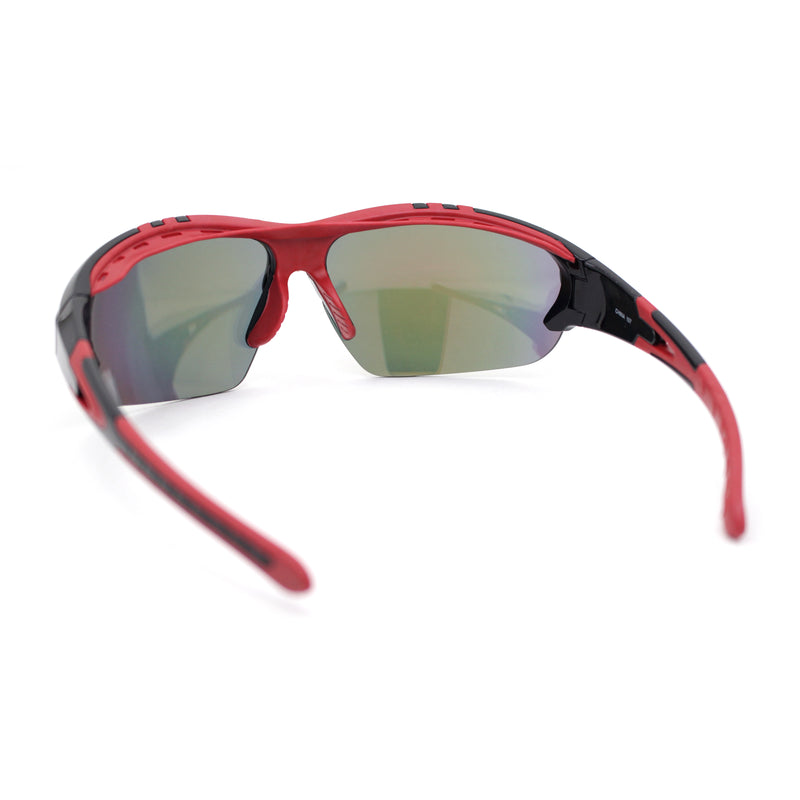 Mens Wrap Goggle Style Half Rim Sport Oval Plastic Sunglasses