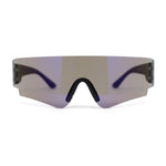 Boys Color Mirror Futuristic Robotic Shield Curved Wrap Sunglasses