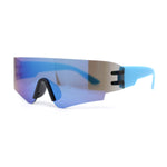 Boys Color Mirror Futuristic Robotic Shield Curved Wrap Sunglasses