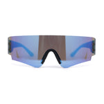 Boys Color Mirror Futuristic Robotic Shield Curved Wrap Sunglasses