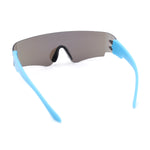 Boys Color Mirror Futuristic Robotic Shield Curved Wrap Sunglasses