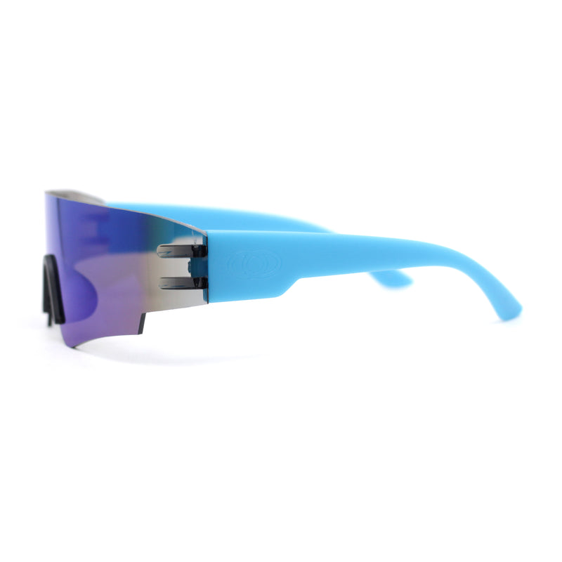 Boys Color Mirror Futuristic Robotic Shield Curved Wrap Sunglasses