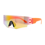 Boys Color Mirror Futuristic Robotic Shield Curved Wrap Sunglasses