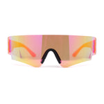 Boys Color Mirror Futuristic Robotic Shield Curved Wrap Sunglasses