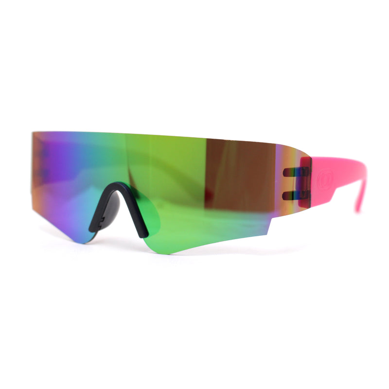 Boys Color Mirror Futuristic Robotic Shield Curved Wrap Sunglasses