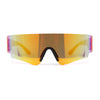 Boys Color Mirror Futuristic Robotic Shield Curved Wrap Sunglasses